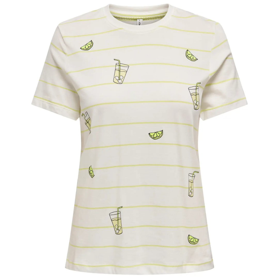 ONLY Bela Ženska Majica ONLKITA LIFE ONLY Bela Ženska Majica ONLKITA LIFE