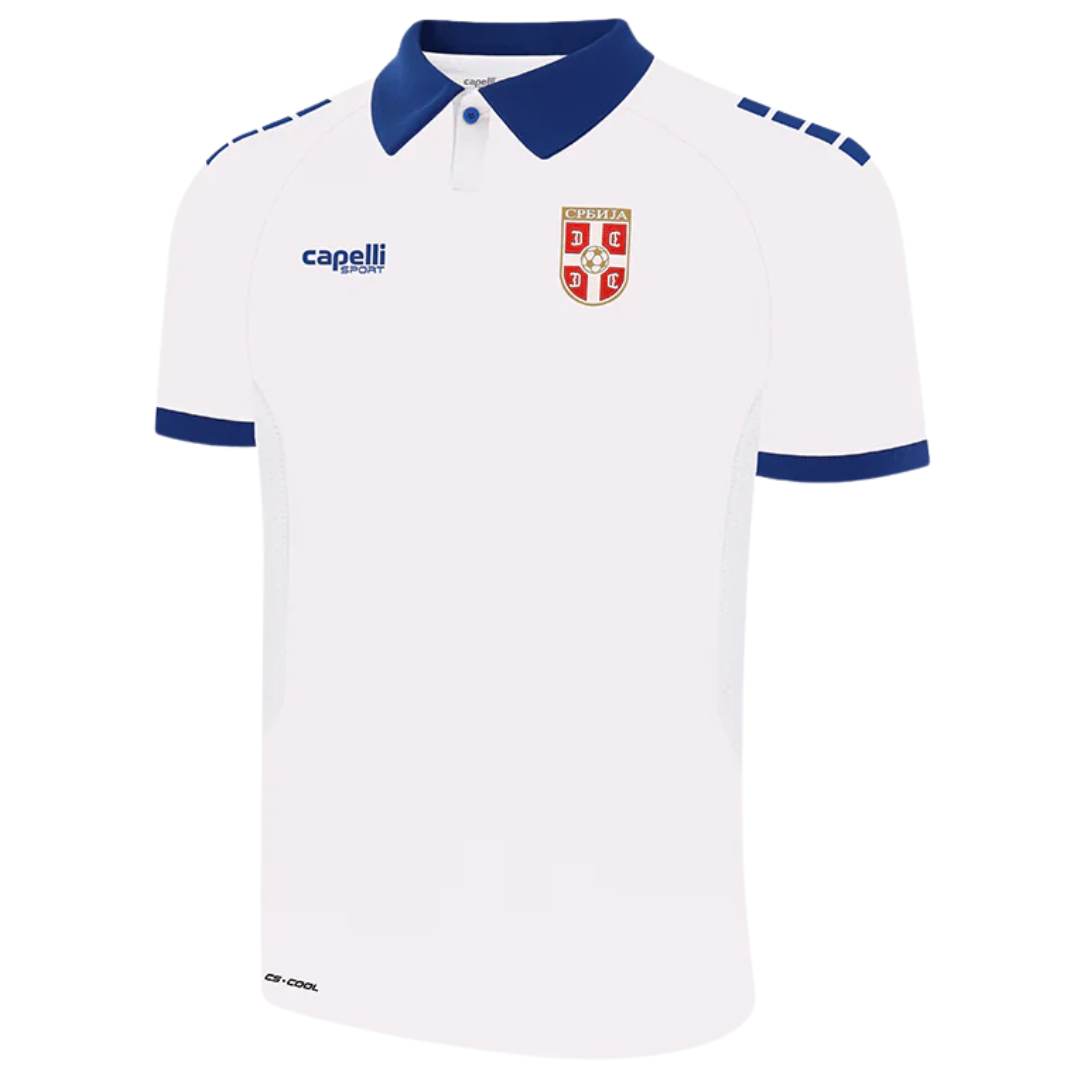 CAPELLI SPORT Beli Dečiji Fudbalski Dres Srbije Replika 2025/26 