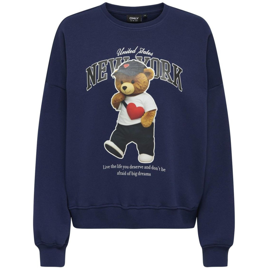 ONLY Plavi Ženski Duks ONLLINDA BEAR ONLY Plavi Ženski Duks ONLLINDA BEAR