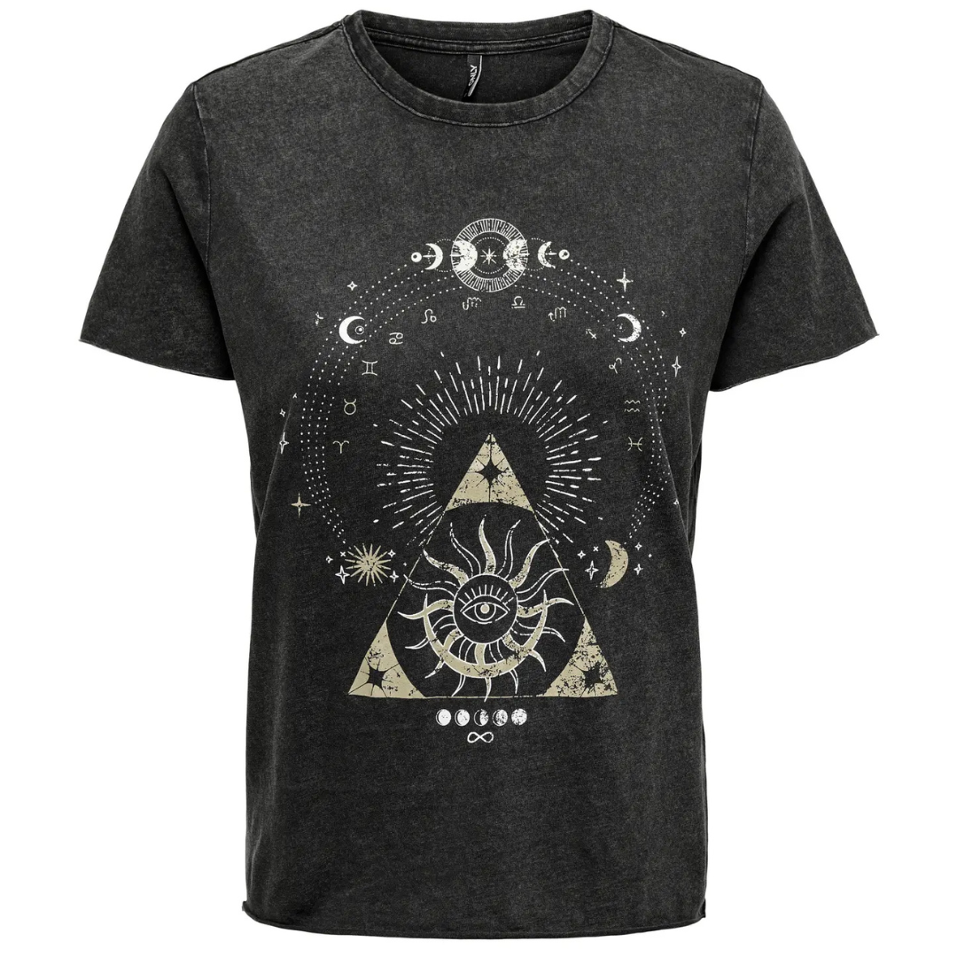 ONLY Crna Ženska Majica ONLLUCY LIFE  ONLY Crna Ženska Majica ONLLUCY LIFE