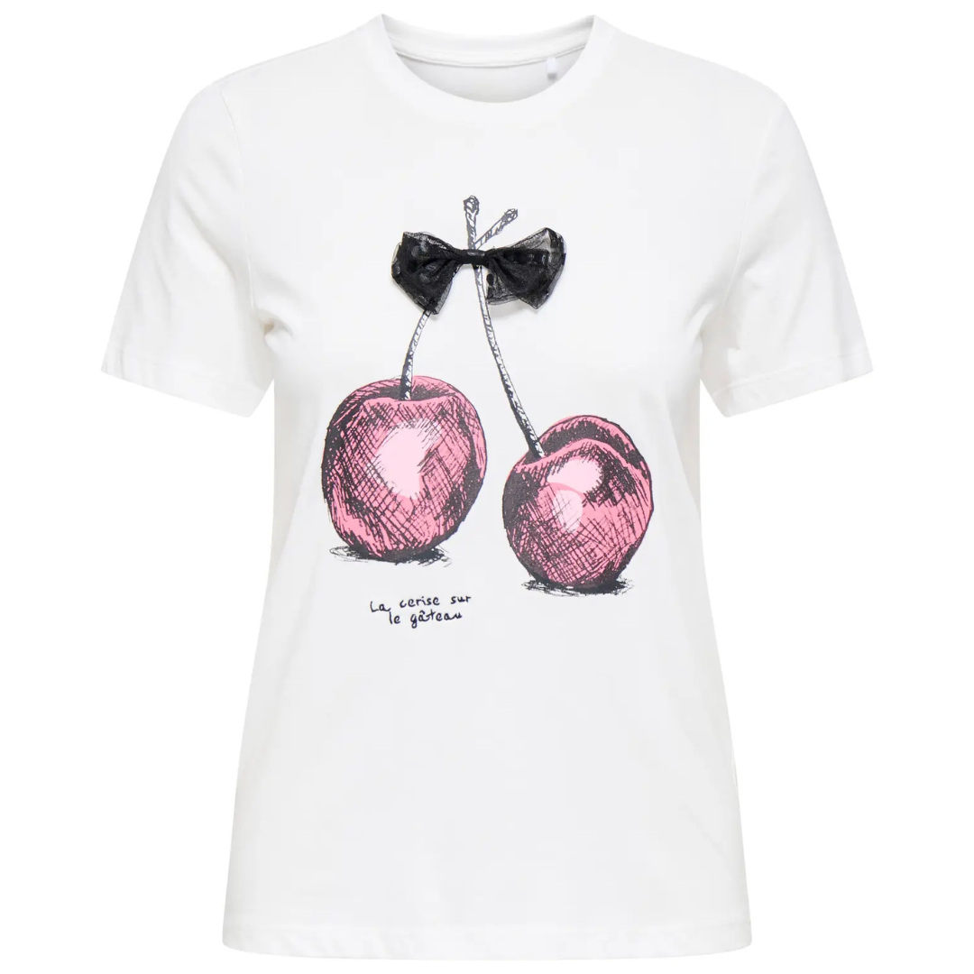 ONLY Bela Ženska Majica ONLNITA CHERRY