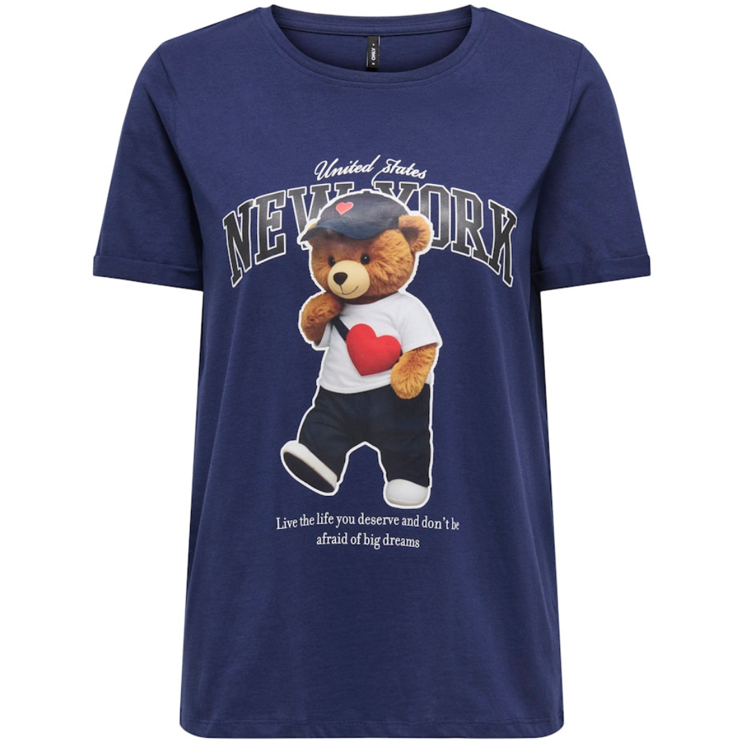 ONLY Plava Ženska Majica ONLLINA LIFE BEAR ONLY Plava Ženska Majica ONLLINA LIFE BEAR
