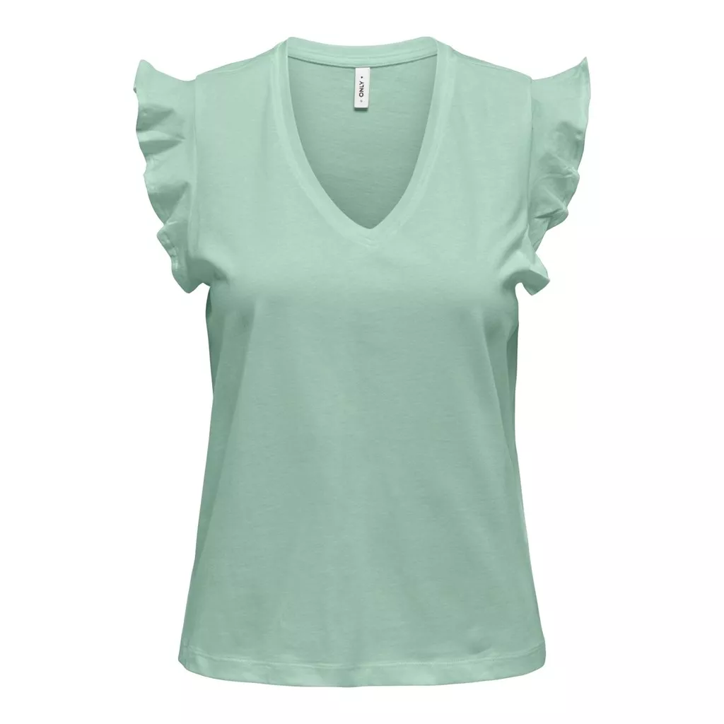 ONLMAY LIFE S/S FRILL V-NECK TOP BOX JRS