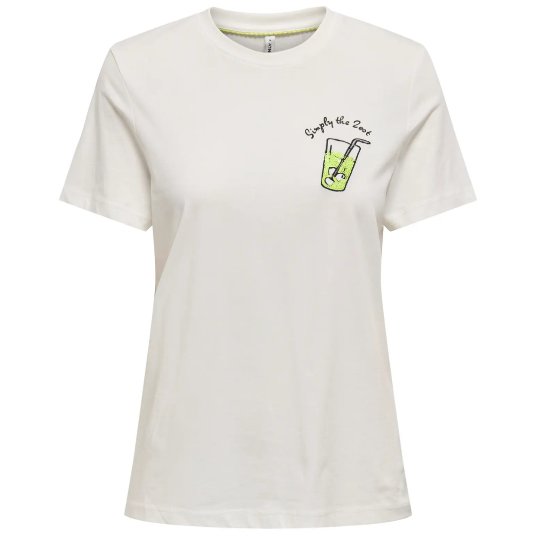 ONLY Bela Ženska Majica ONLKITA LIFE ONLY Bela Ženska Majica ONLKITA LIFE