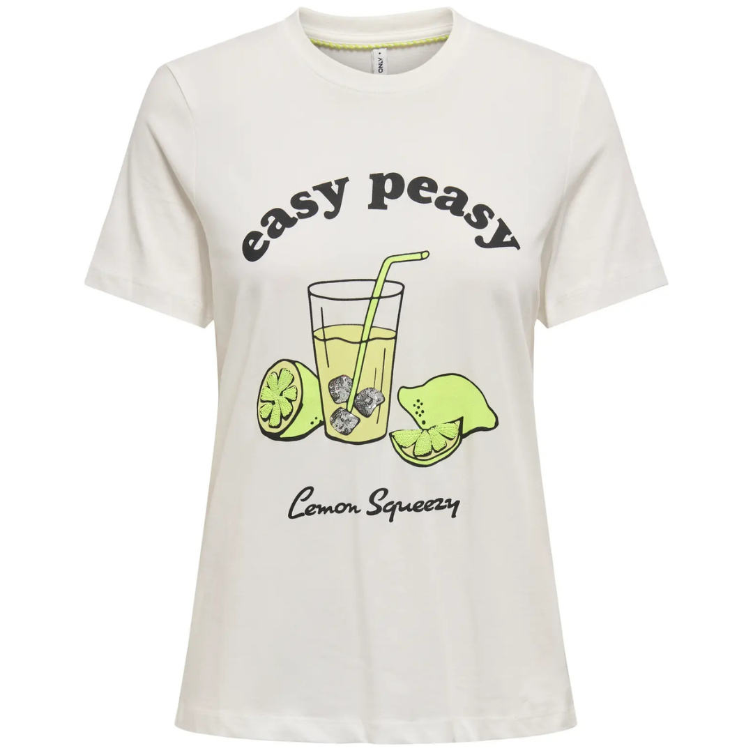 ONLY Bela Ženska Majica ONLKITA LIFE ONLY Bela Ženska Majica ONLKITA LIFE