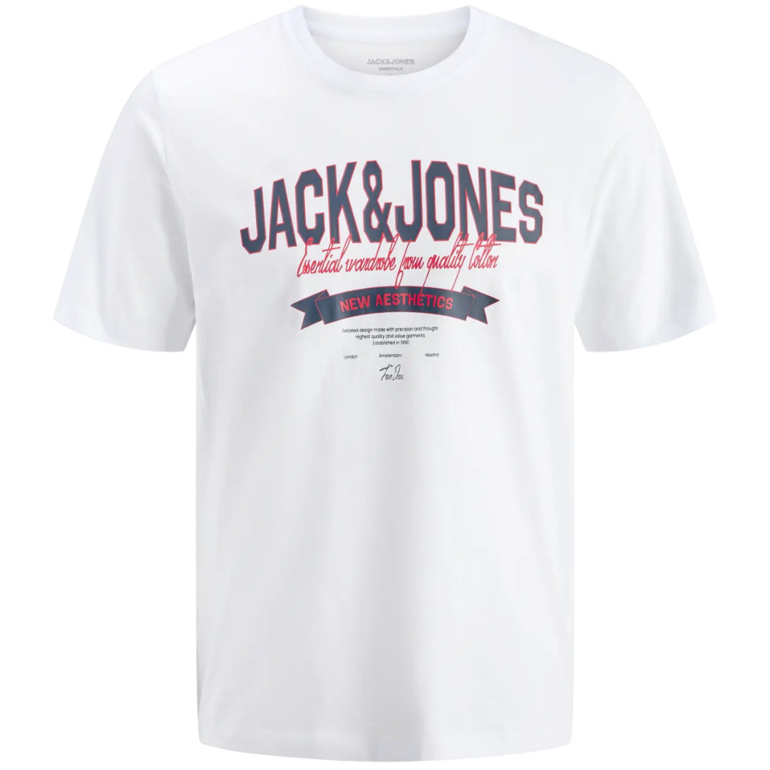 J&J Bela Muška Majica JJELOGO